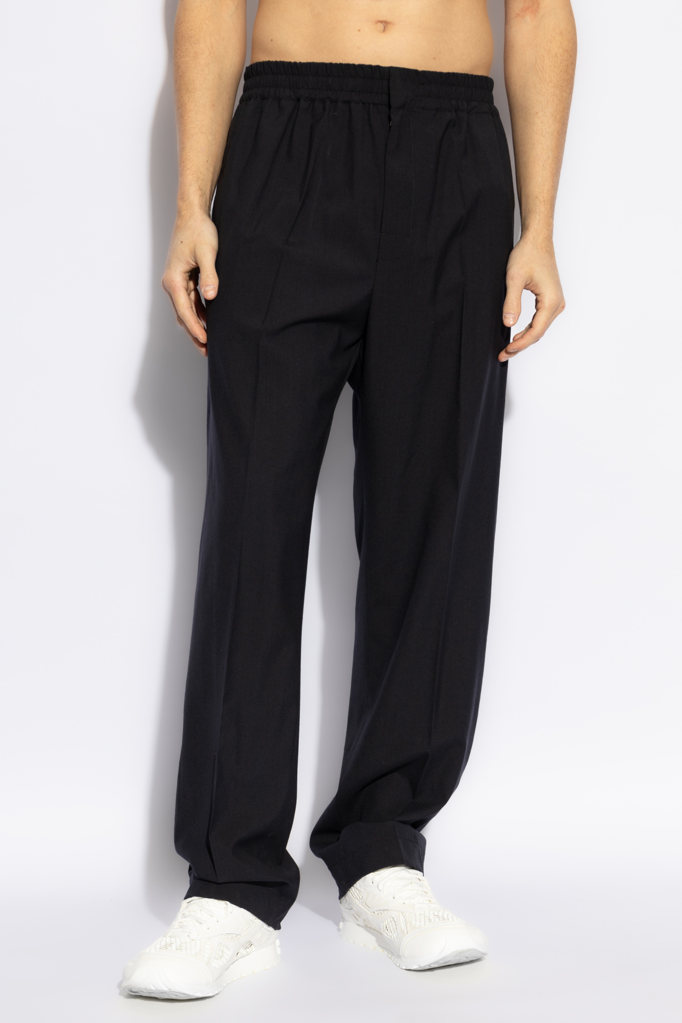 パンツ BOTTEGA VENETA Wool pants Wide-leg wool pants in blue - Bottega Veneta | Mytheresa